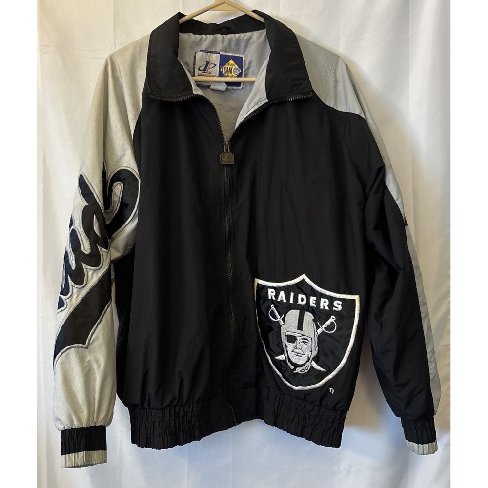 Vtg OAKLAND RAIDERS Logo Athletics Jacket LG Windbreaker 90s NFL Arm Spell out